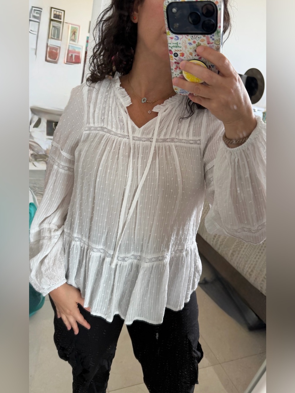 Loft white peasant blouse